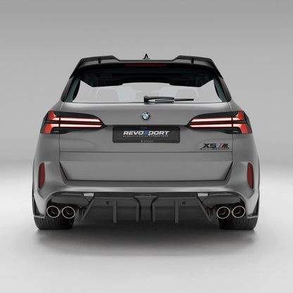 BMW X5M F95 LCI carbon fiber rear diffuser mounted underside view