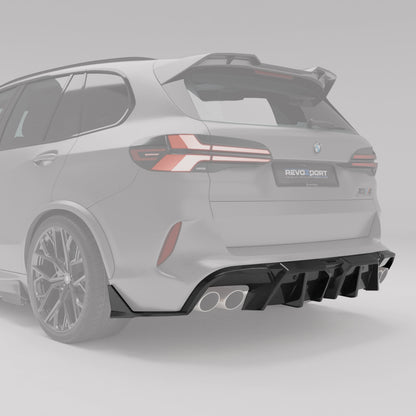 BMW X5M F95 LCI carbon fiber rear diffuser angled fin detail