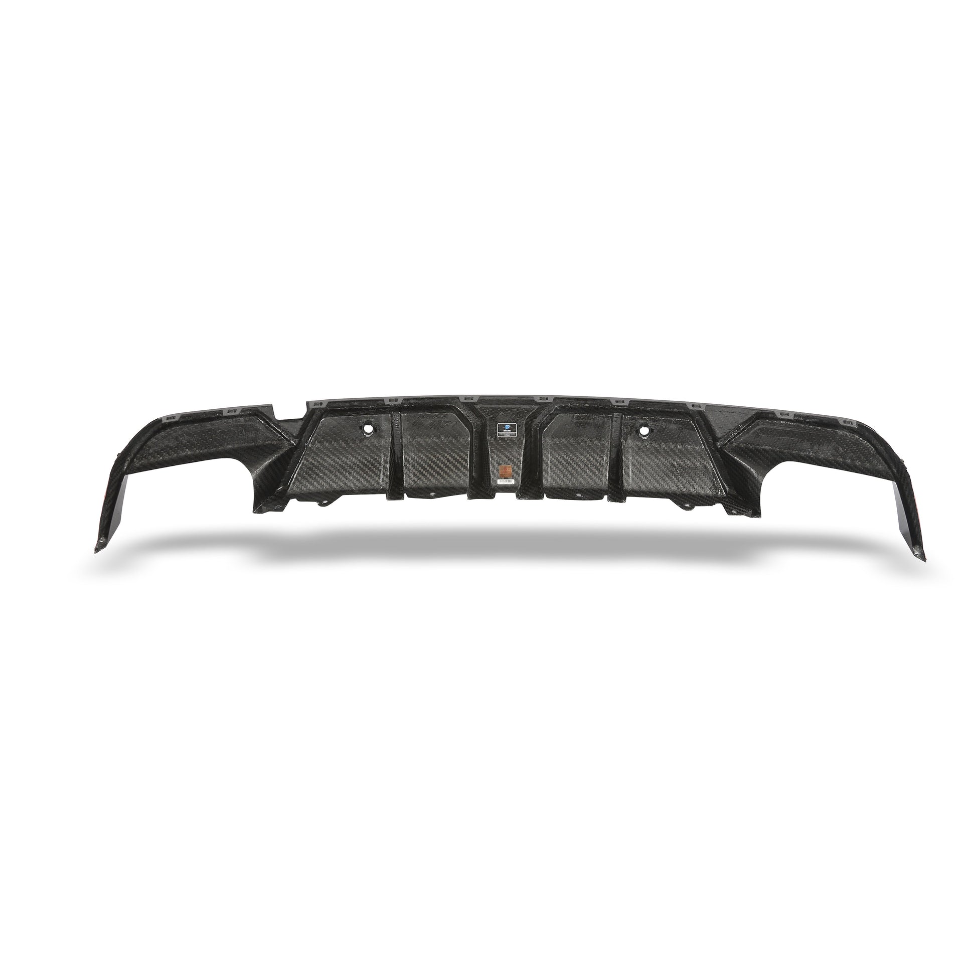 BMW X5M F95 LCI carbon fiber rear diffuser fin spacing view