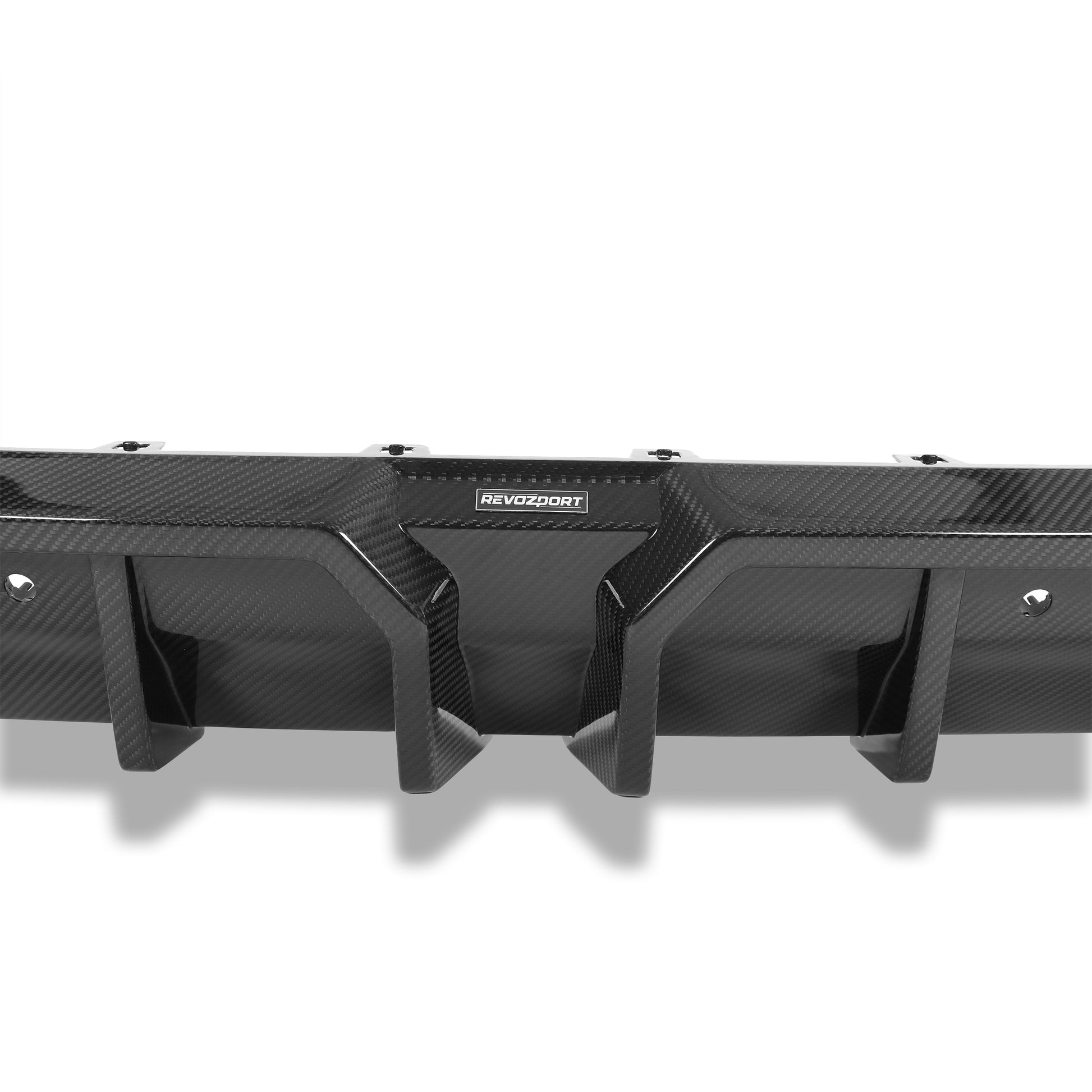 BMW X5M F95 LCI carbon fiber rear diffuser center section detail