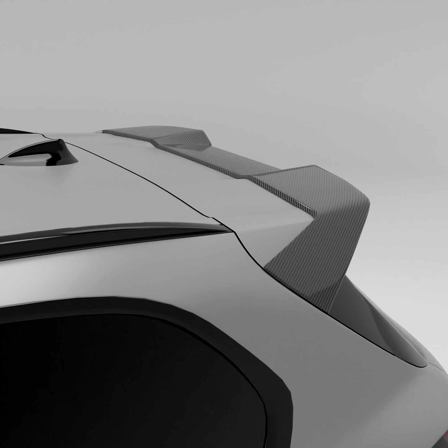 BMW X5M F95 LCI carbon fiber roof spoiler rear roofline view