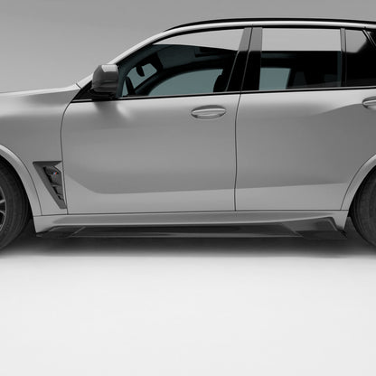 BMW X5M F95 LCI carbon fiber side skirts three-quarter side angle