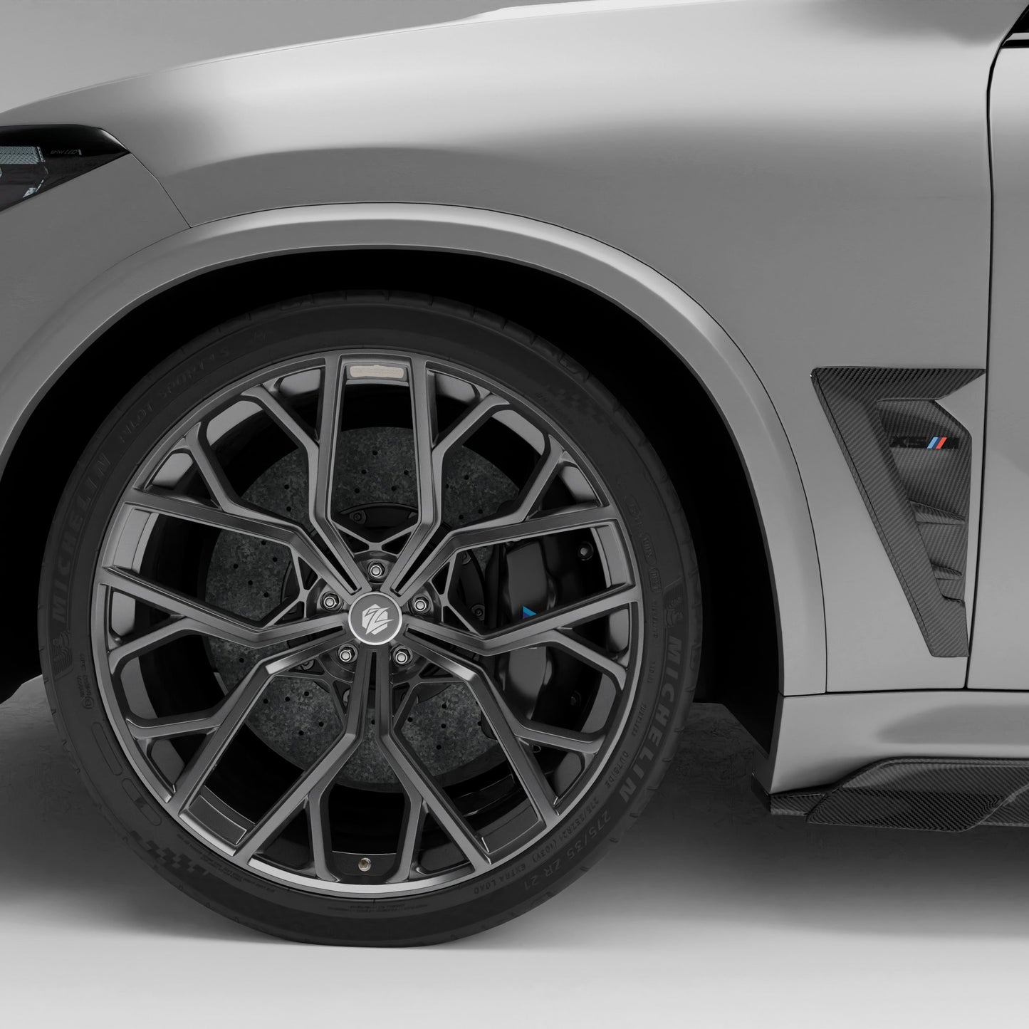 BMW X5M F95 LCI carbon fiber side vents, fender view