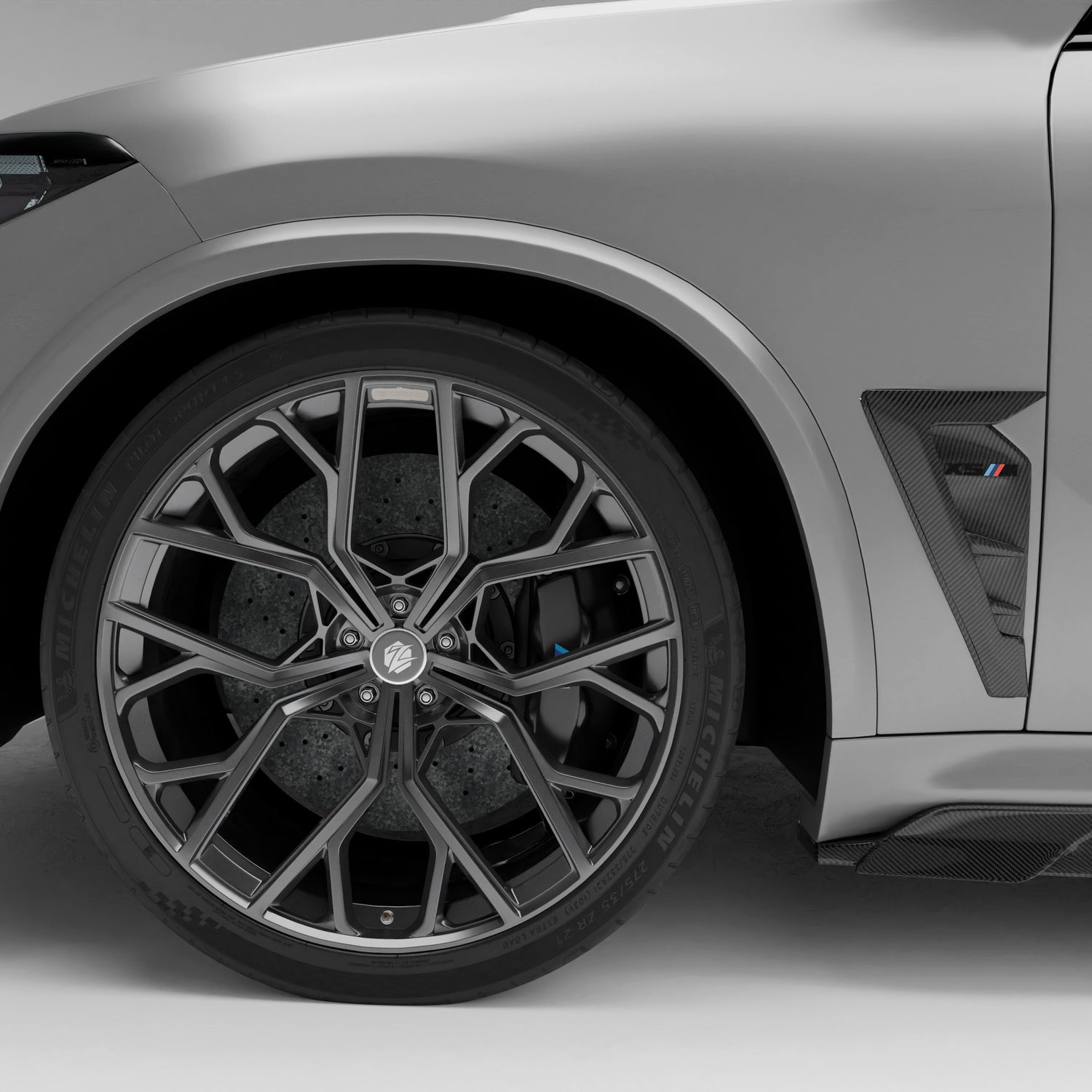 BMW X5M F95 LCI carbon fiber side vents, fender view