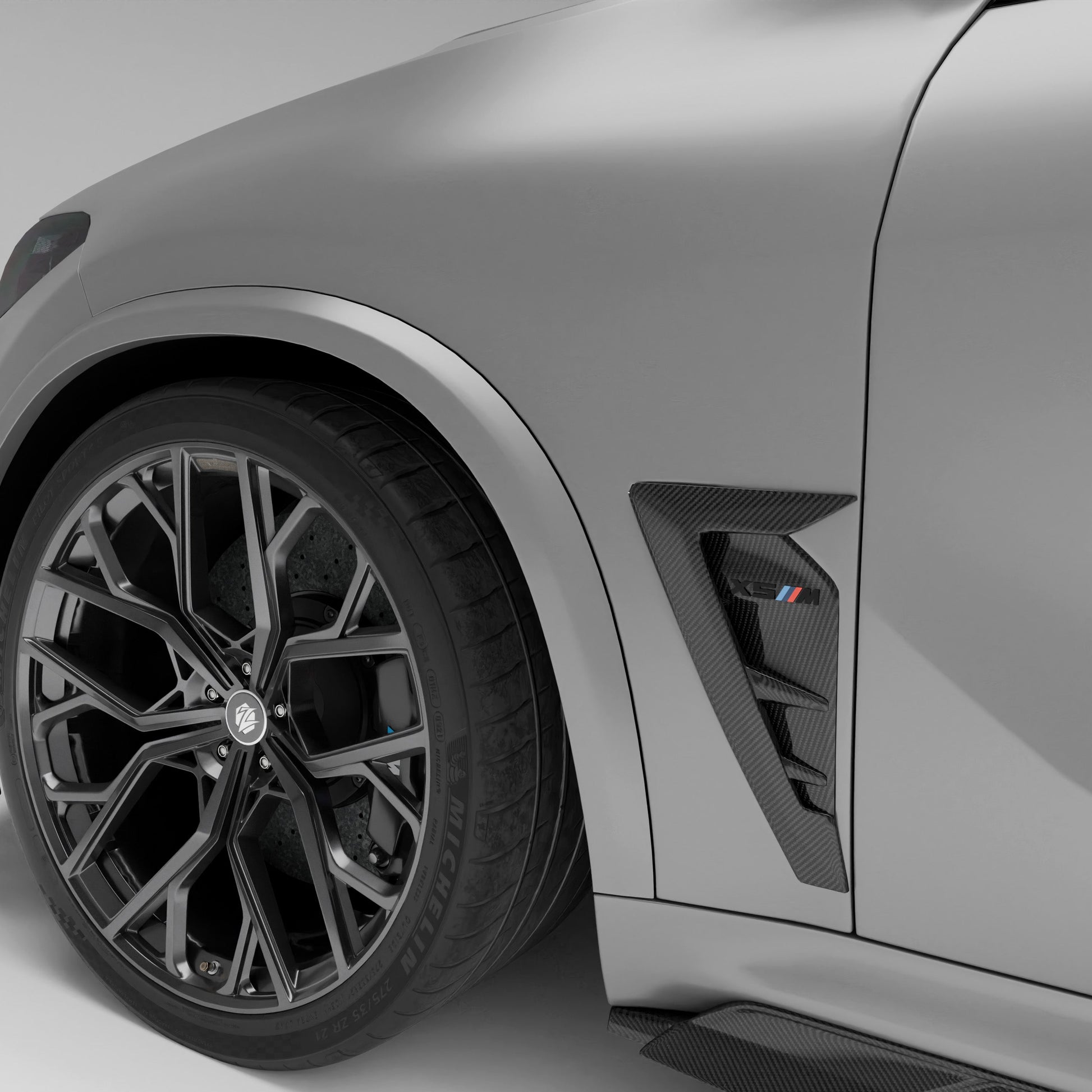 BMW X5M F95 LCI carbon side vent edge contour close-up