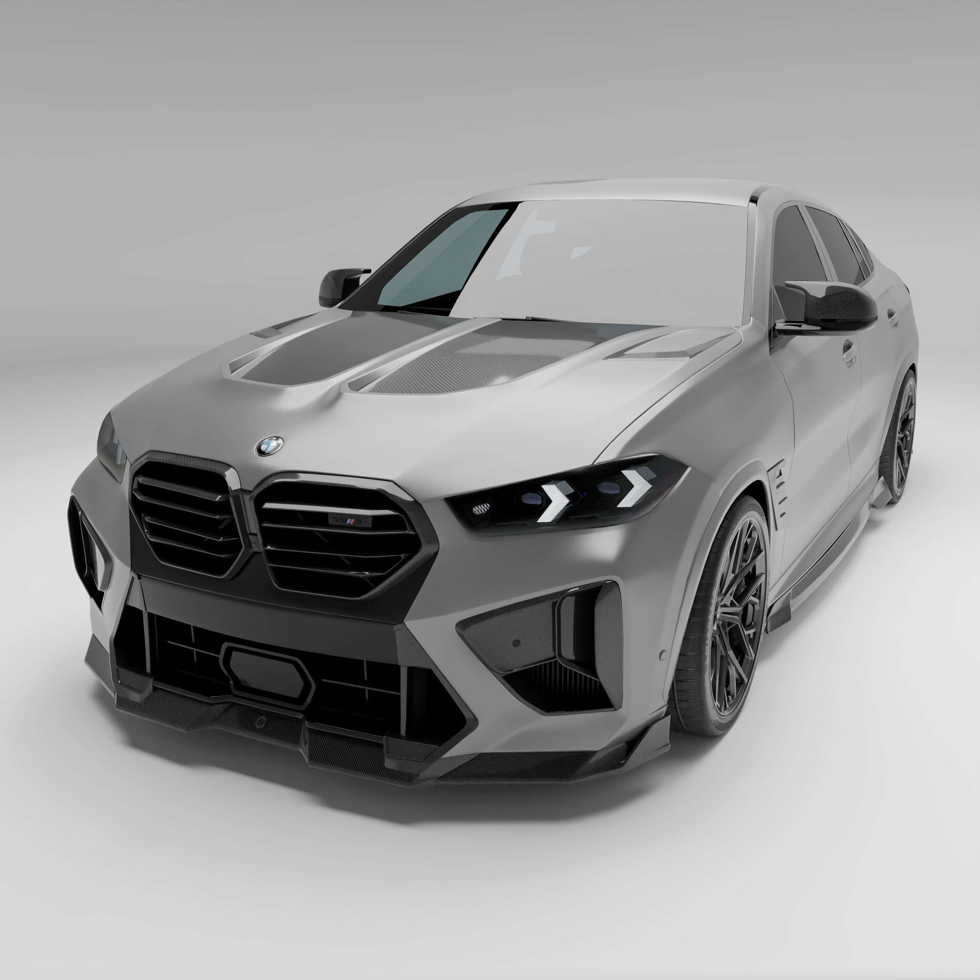BMW X6M F96 carbon fiber kit, rear diffuser close-up