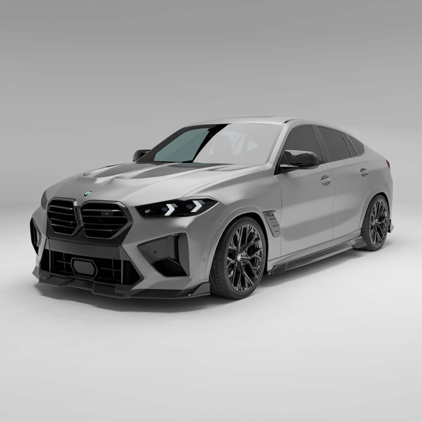 BMW X6M F96 LCI carbon fiber front lip, studio front view