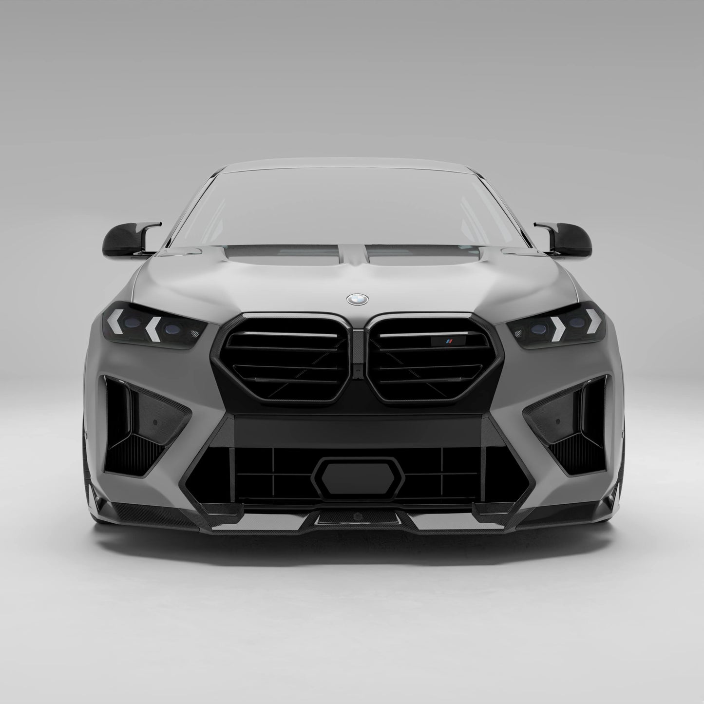 BMW X6M F96 LCI carbon fiber front vents installed front view
