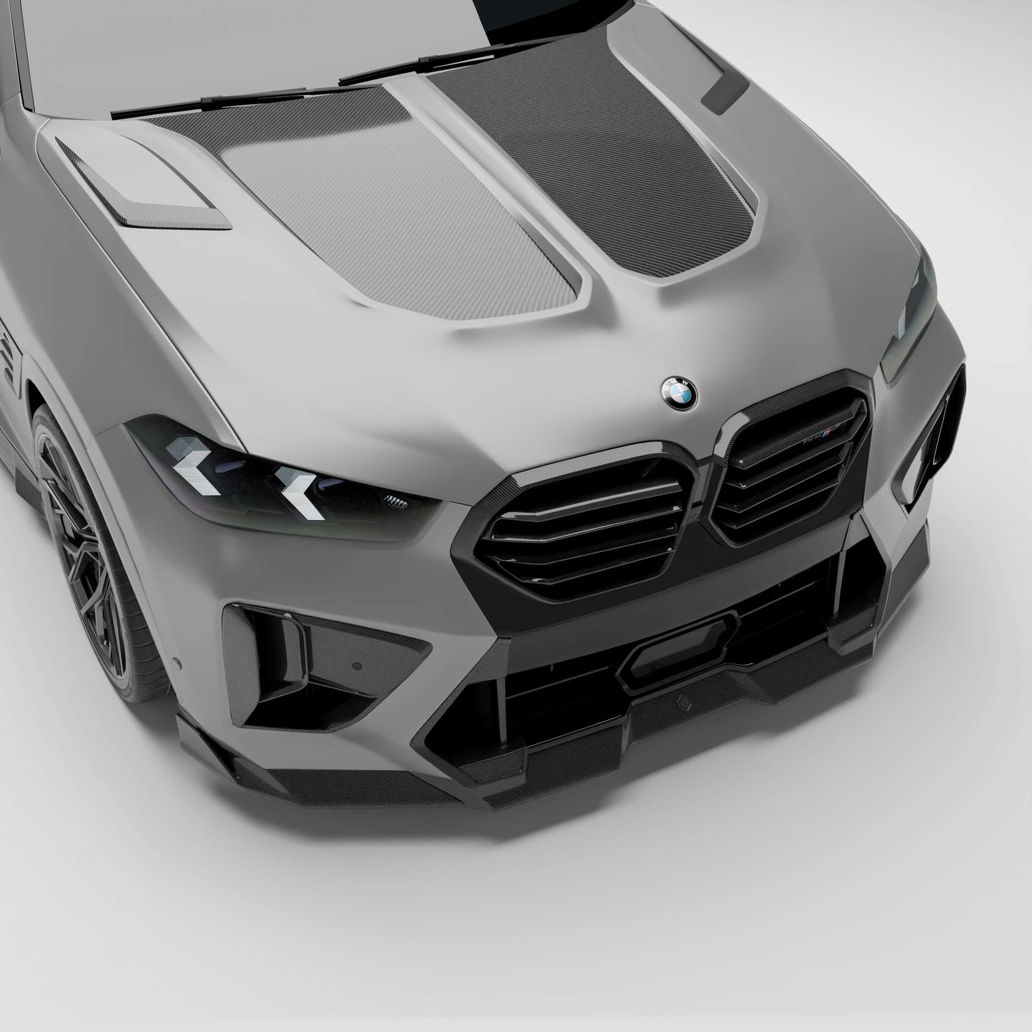 BMW X6M F96 LCI carbon fiber hood, full top view