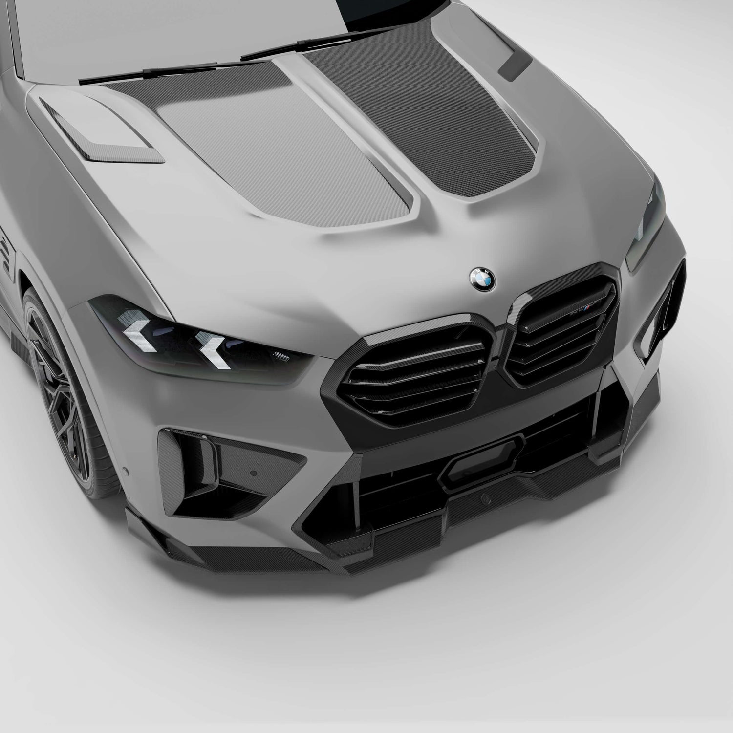 BMW X6M F96 LCI carbon fiber hood, full top view