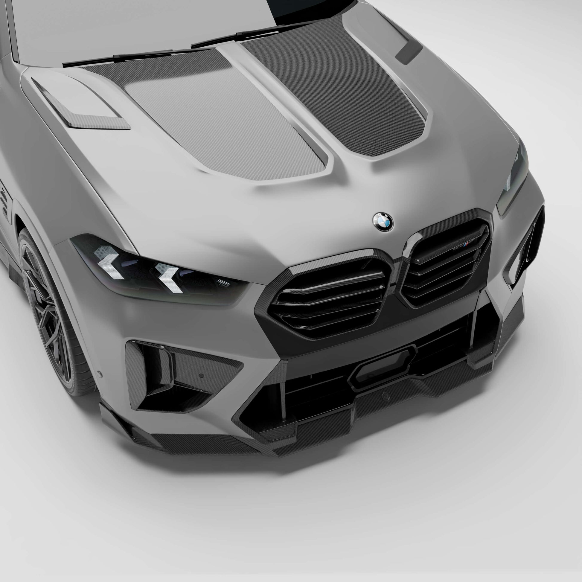 BMW X6M F96 LCI carbon fiber hood, full top view