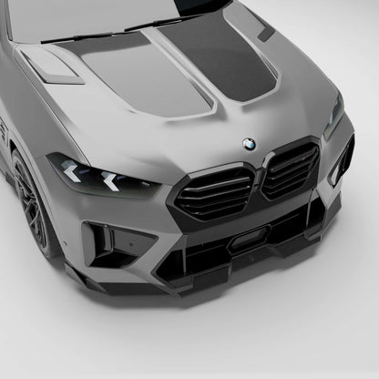 BMW X6M F96 LCI carbon fiber hood, full top view