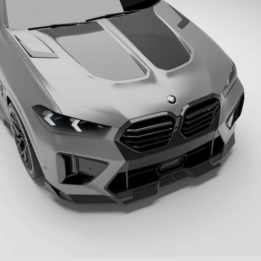 BMW X6M F96 LCI carbon fiber hood, full top view