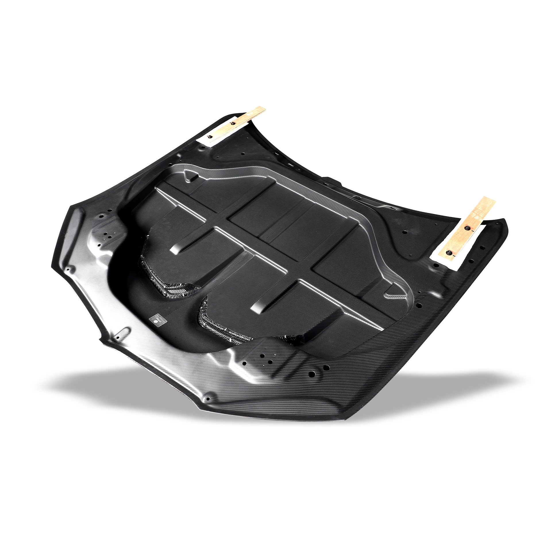 BMW X6M F96 LCI lightweight carbon hood underside view