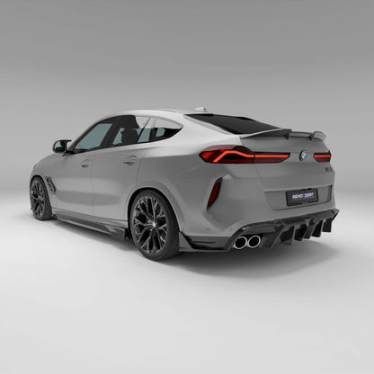 Pair of carbon fiber side skirts for BMW X6M F96 LCI, top angle
