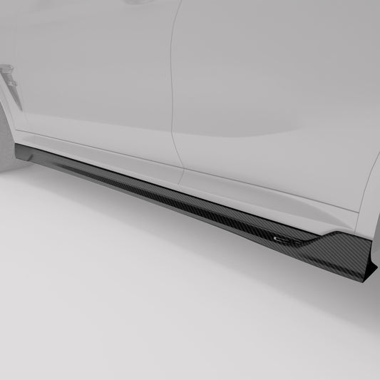 BMW X3M F97 LCI carbon side skirts highlighted on the rocker panel
