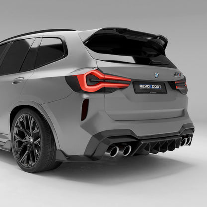 BMW X3M F97 LCI carbon fiber rear diffuser rear view