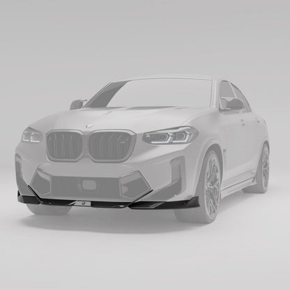 BMW X4M F98 LCI carbon front lip highlighted render on bumper