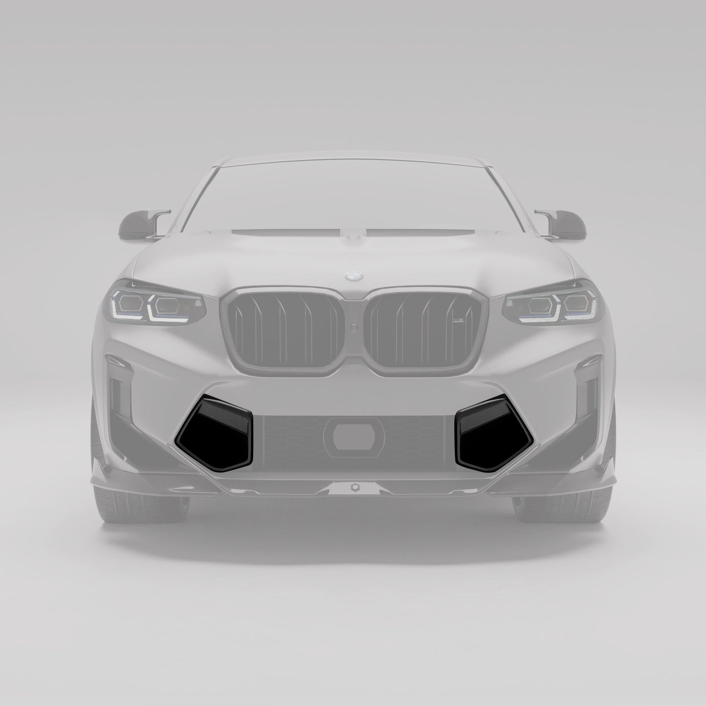 BMW X4M F98 LCI carbon bumper vents highlighted render