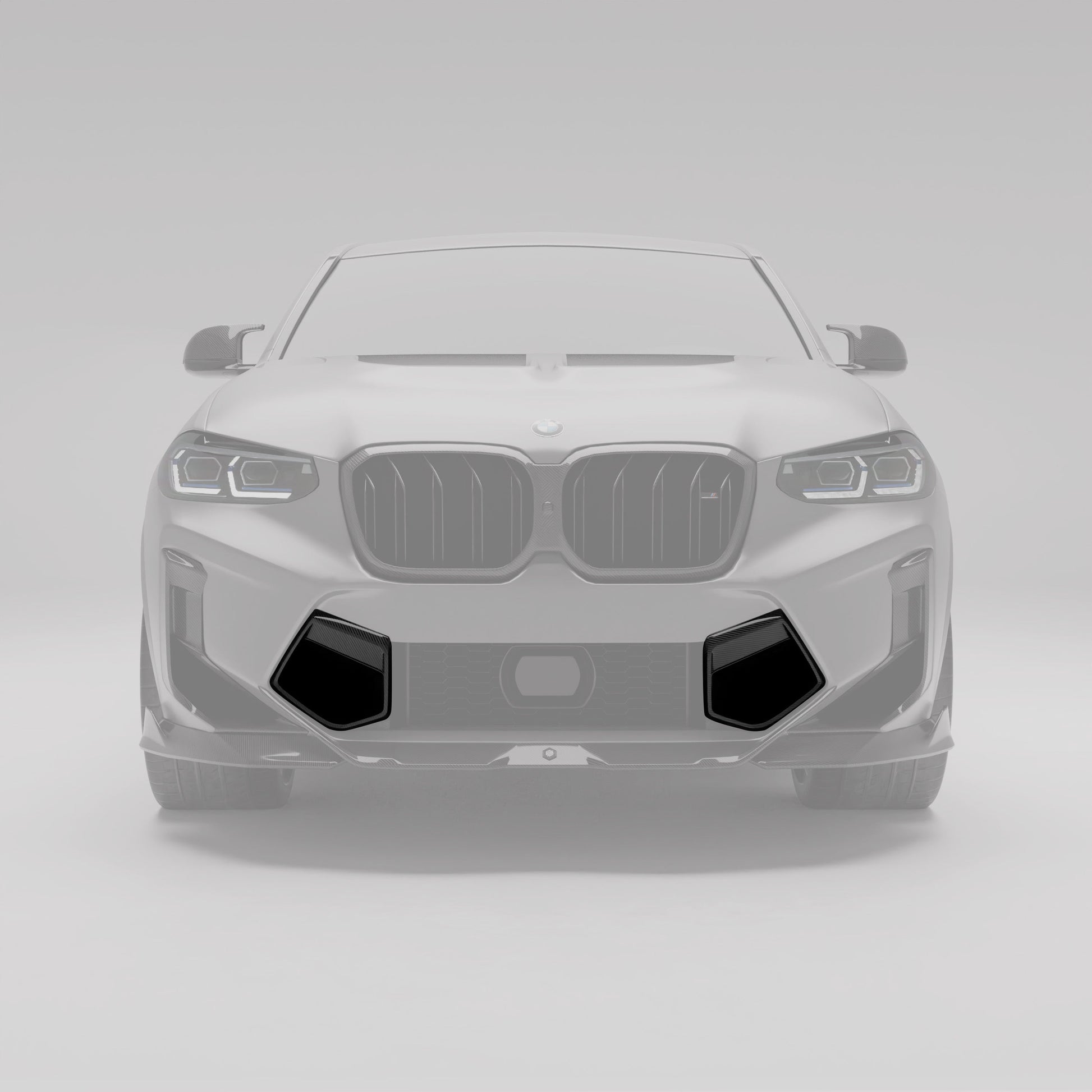 BMW X4M F98 LCI carbon bumper vents highlighted render