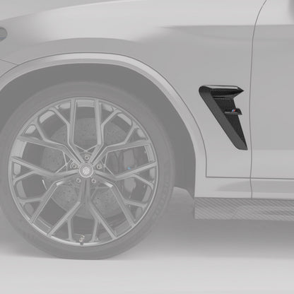 BMW X4M F98 LCI carbon fiber fender vents, highlighted rendering