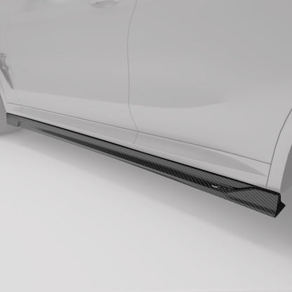 BMW X4M F98 LCI carbon fiber side skirts, highlighted rendering