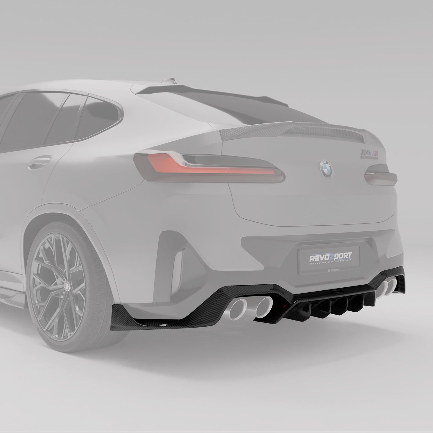 BMW X4M F98 LCI carbon fiber rear diffuser, highlighted rendering