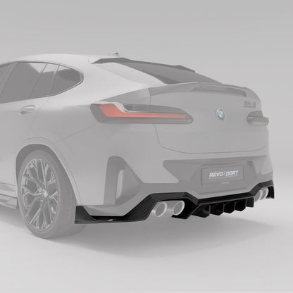 BMW X4M F98 LCI carbon fiber rear diffuser, highlighted rendering