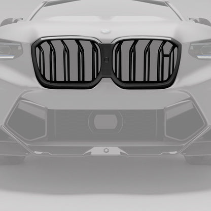 BMW X4M F98 LCI carbon grille highlighted render on bumper