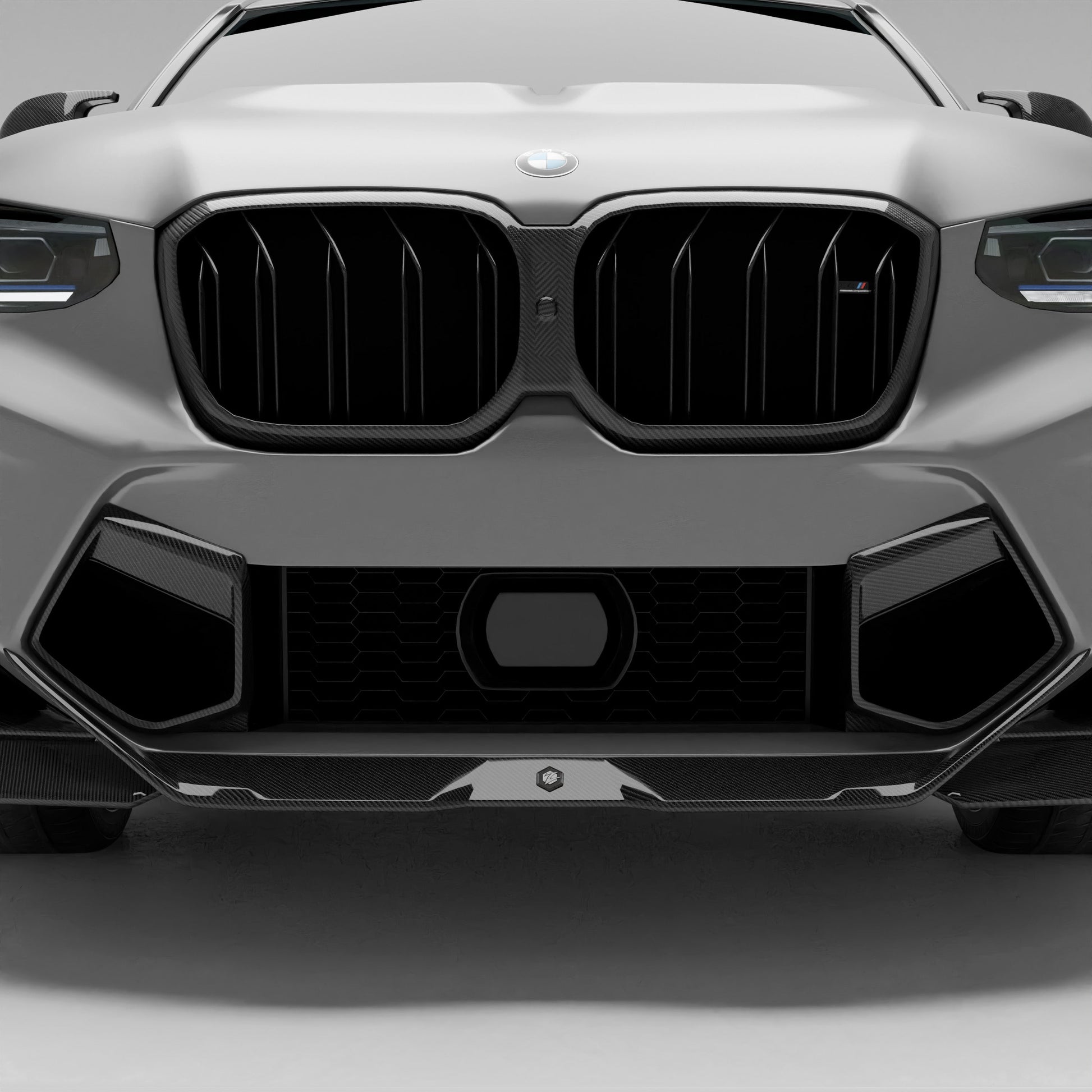 BMW X4M F98 LCI carbon fiber grille front straight-on view