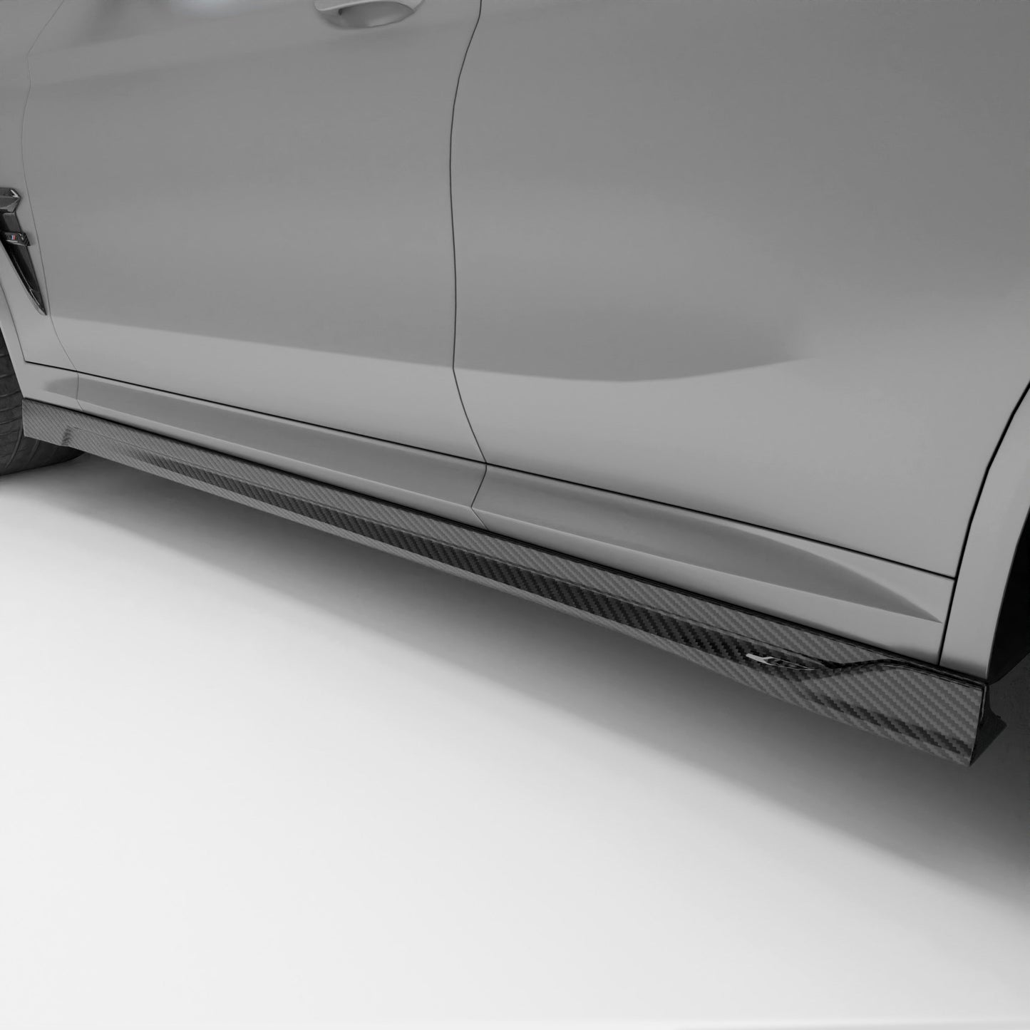 BMW X4M F98 LCI carbon fiber side skirts, side profile view