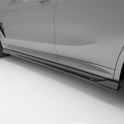 BMW X4M F98 LCI carbon fiber side skirts, side profile view