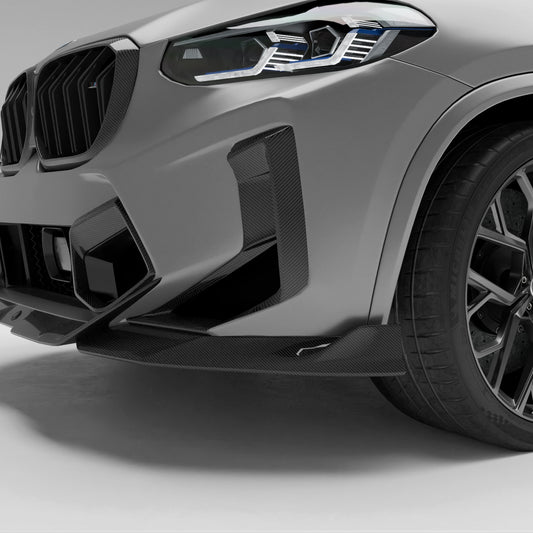 BMW X4M F98 LCI carbon fiber bumper air intake covers front view