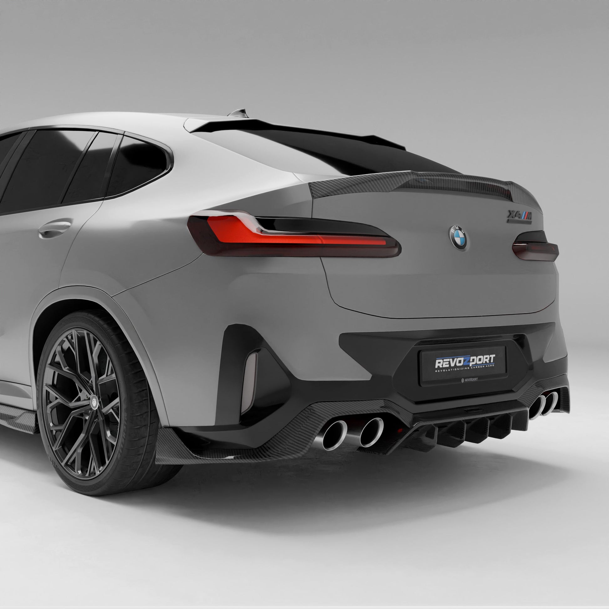 BMW X4M F98 LCI carbon fiber rear diffuser, rear view