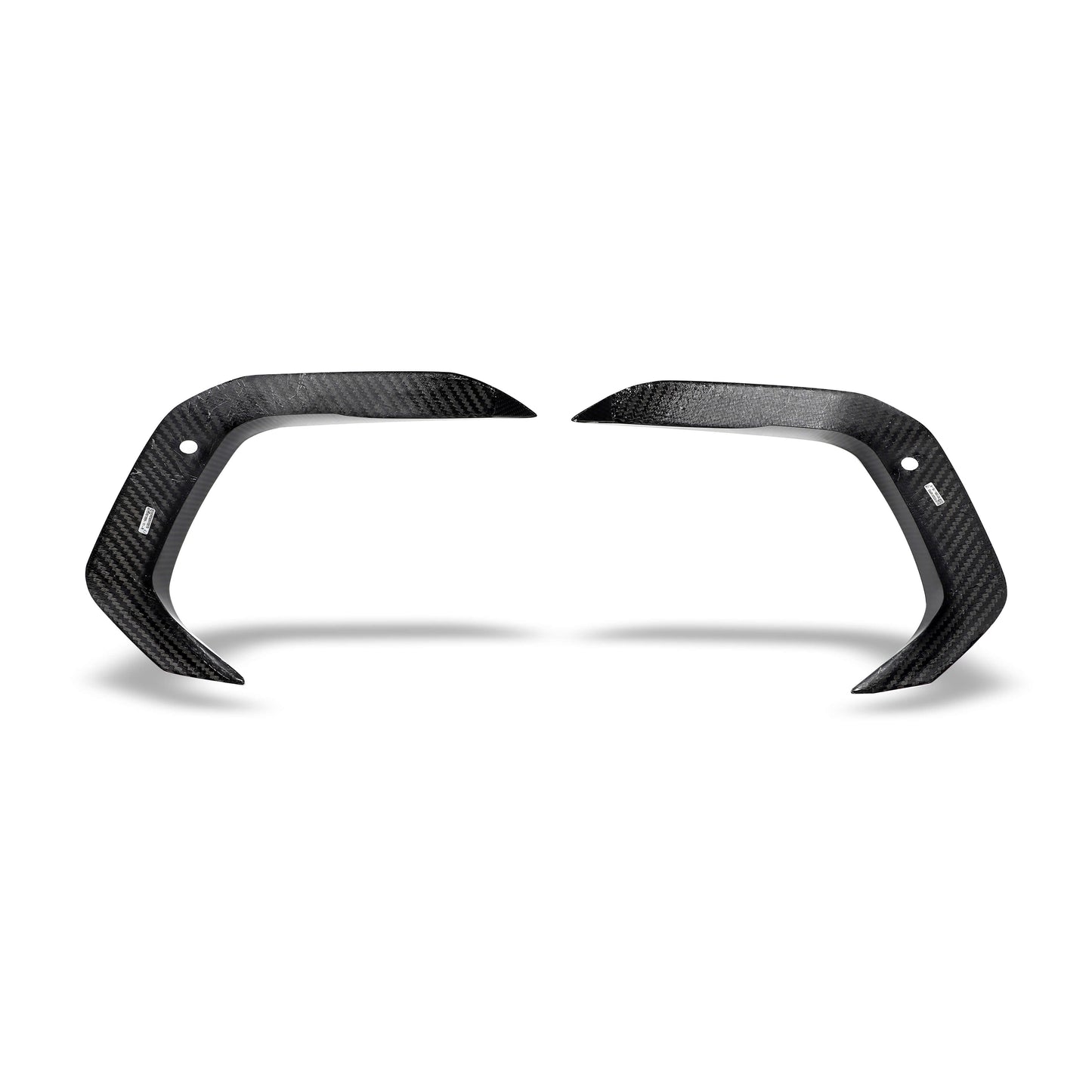 BMW X6M F96 carbon fiber front bumper canards, full front view