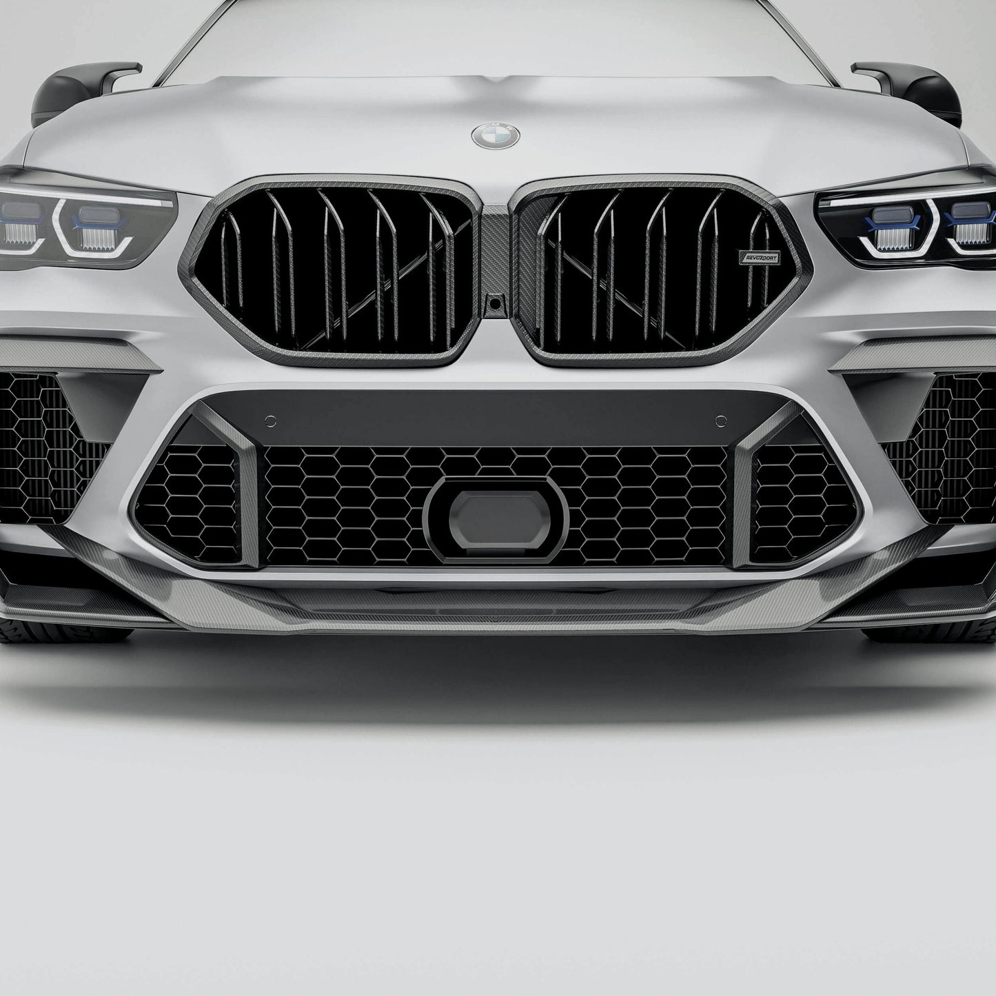 BMW X6M F96 Pre-LCI carbon fiber front grille rendering main view