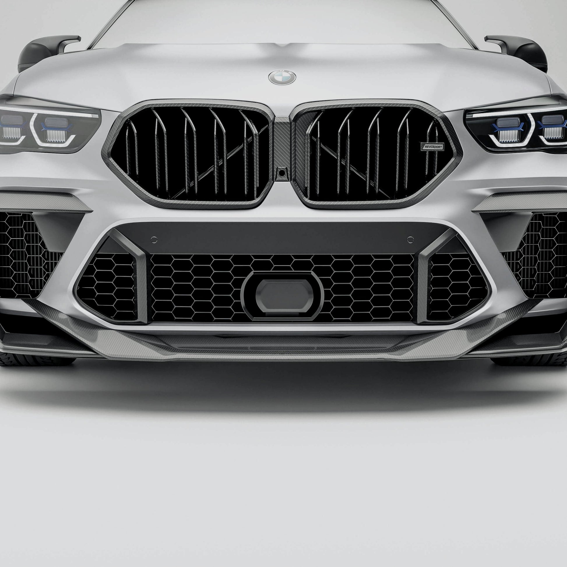 BMW X6M F96 Pre-LCI carbon fiber front grille rendering main view
