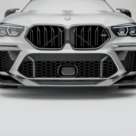 BMW X6M F96 Pre-LCI carbon fiber front grille rendering main view
