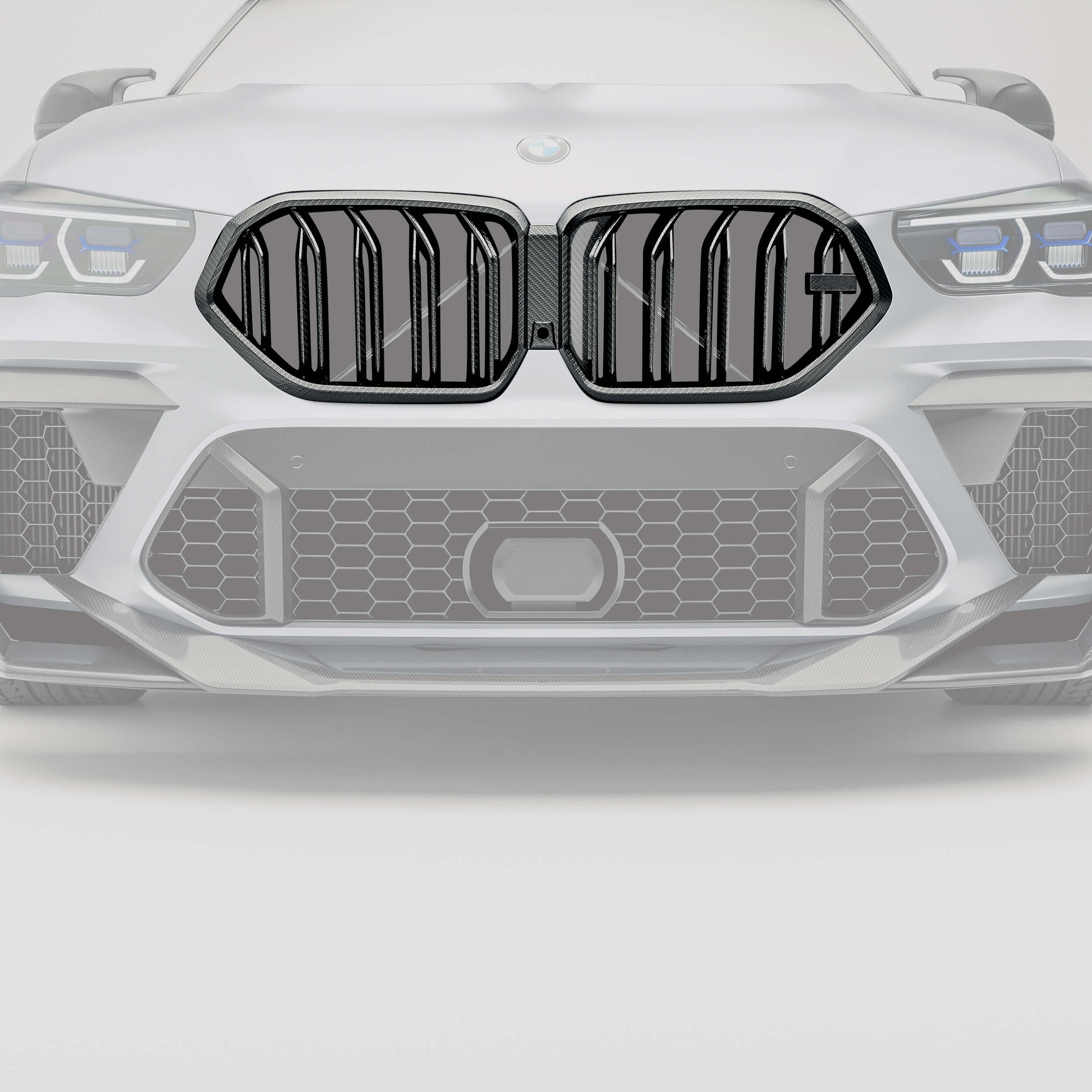 Carbon fiber front grille for X6M F96 second rendering angle