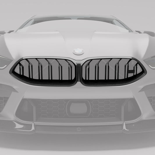 BMW M8 F92 coupe carbon fiber grille detail view