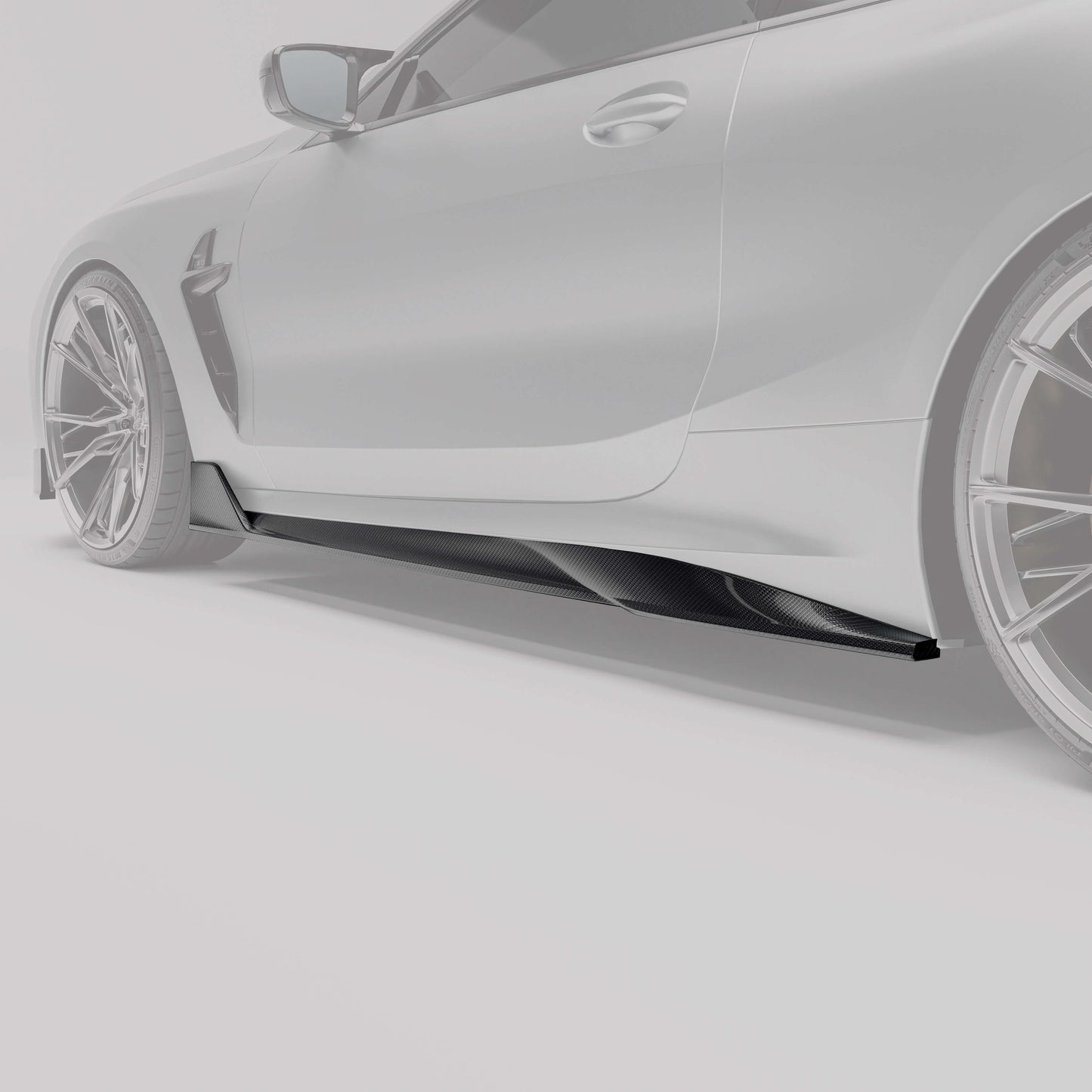 BMW M8 F92 coupe carbon fiber side skirt detail view