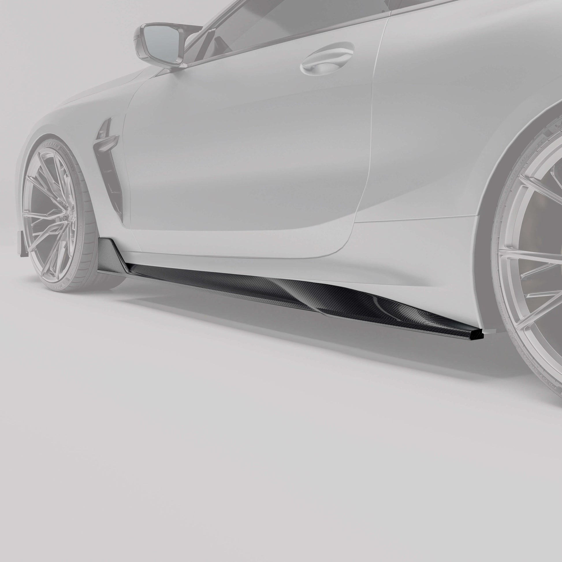 BMW M8 F92 coupe carbon fiber side skirt detail view