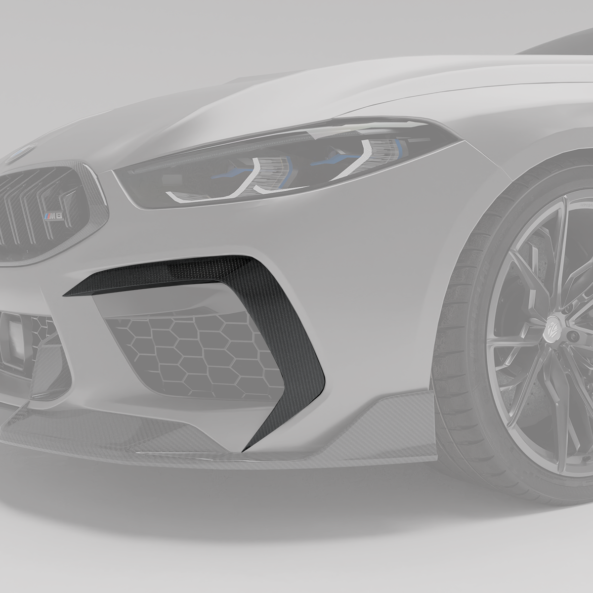 BMW F92 M8 Coupe carbon fiber canards close-up detail