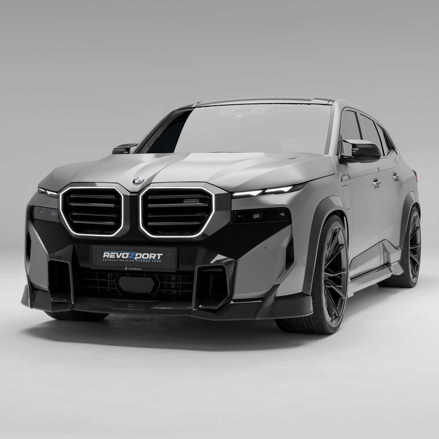 BMW XM G09 carbon fiber front lip shown in full studio product view