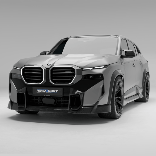 BMW XM G09 carbon fiber front lip shown in full studio product view