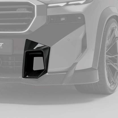 BMW XM G09 carbon fiber front vents installed on the lower front bumper