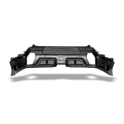 BMW XM G09 carbon fiber rear diffuser angled side view three