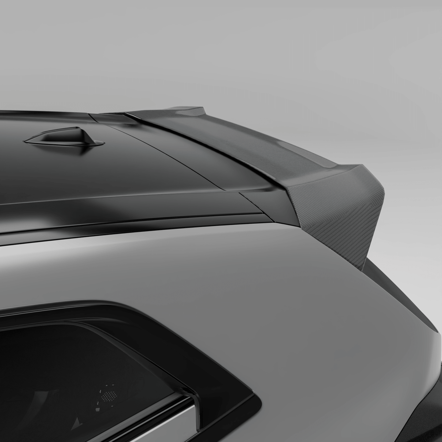 BMW XM G09 carbon fiber roof spoiler mounted above rear window