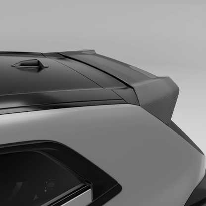BMW XM G09 carbon fiber roof spoiler mounted above rear window