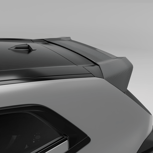 BMW XM G09 carbon fiber roof spoiler mounted above rear window